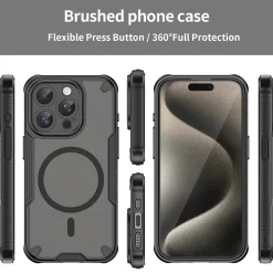 iPhone 15 Pro - Stoßfestes MagSafe Case in Schwarz mit halbtransparenter Rückseite