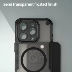 iPhone 15 Pro - Stoßfestes MagSafe Case in Schwarz mit halbtransparenter Rückseite