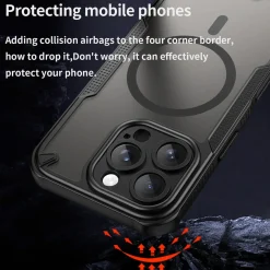 iPhone 16 Pro - Stoßfestes MagSafe Case in Schwarz mit halbtransparenter Rückseite
