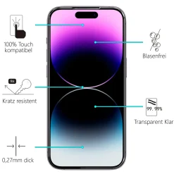 iPhone 14 Pro - 2x 9H Panzer Glasfolie, Displayfolie