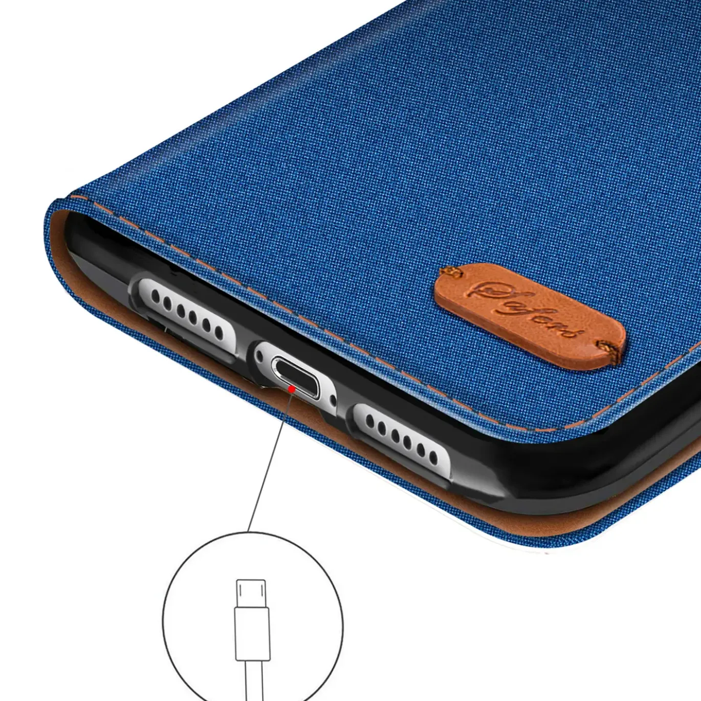 iPhone 13 Pro Max - Jeanslook Klapphülle mit Kartenfach