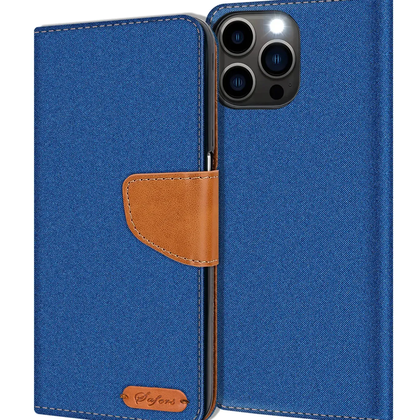 iPhone 13 Pro Max - Jeanslook Klapphülle mit Kartenfach