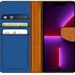 iPhone 13 Pro Max - Jeanslook Klapphülle mit Kartenfach