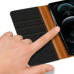 iPhone 14 Pro Max - Jeanslook Klapphülle mit Kartenfach