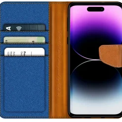 iPhone 14 Pro Max - Jeanslook Klapphülle mit Kartenfach