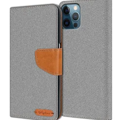 iPhone 12 Pro Max - Jeanslook Klapphülle mit Kartenfach
