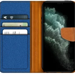 iPhone 11 Pro Max - Jeanslook Klapphülle mit Kartenfach