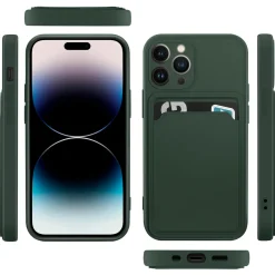 iPhone 15 Pro Max - Silikonhülle mit Kartenfach & Kameraschutz