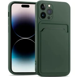 iPhone 15 Pro Max - Silikonhülle mit Kartenfach & Kameraschutz