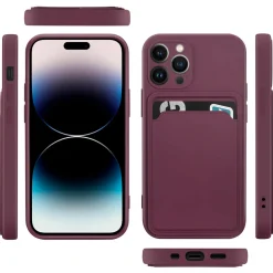 iPhone 15 Pro Max - Silikonhülle mit Kartenfach & Kameraschutz