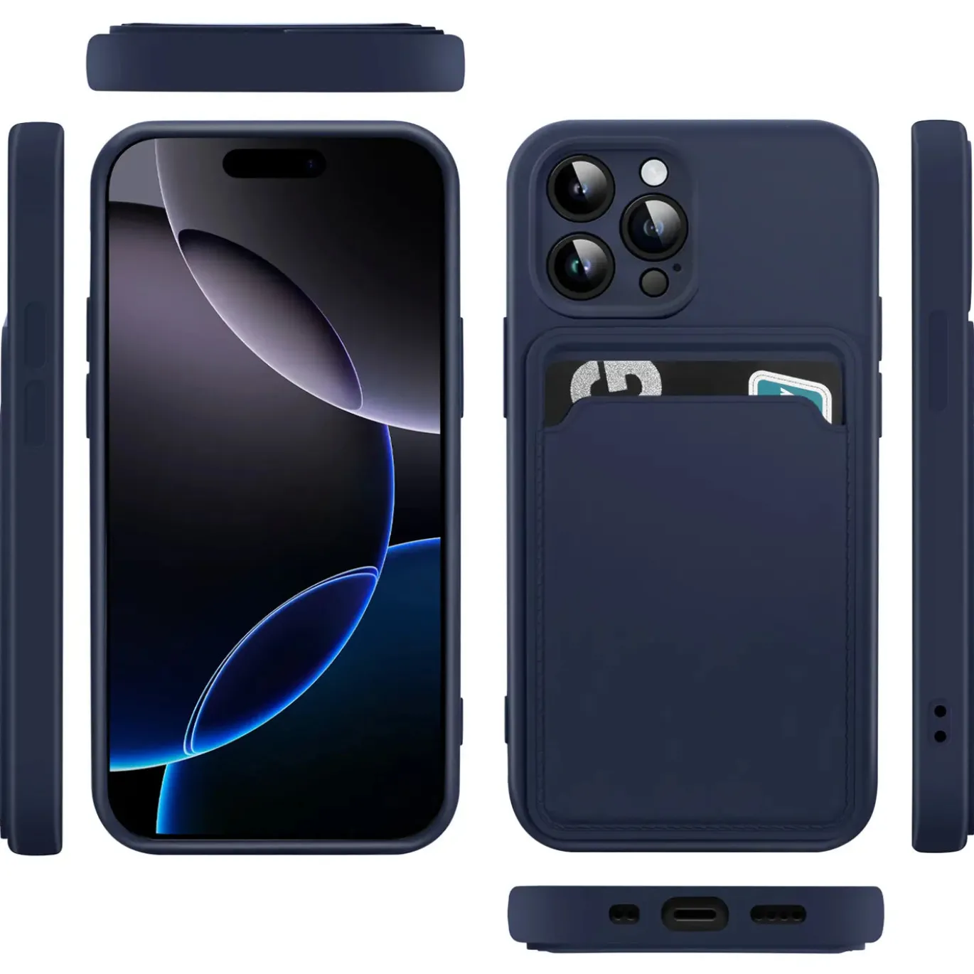 iPhone 16 Pro Max - Silikonhülle mit Kartenfach & Kameraschutz