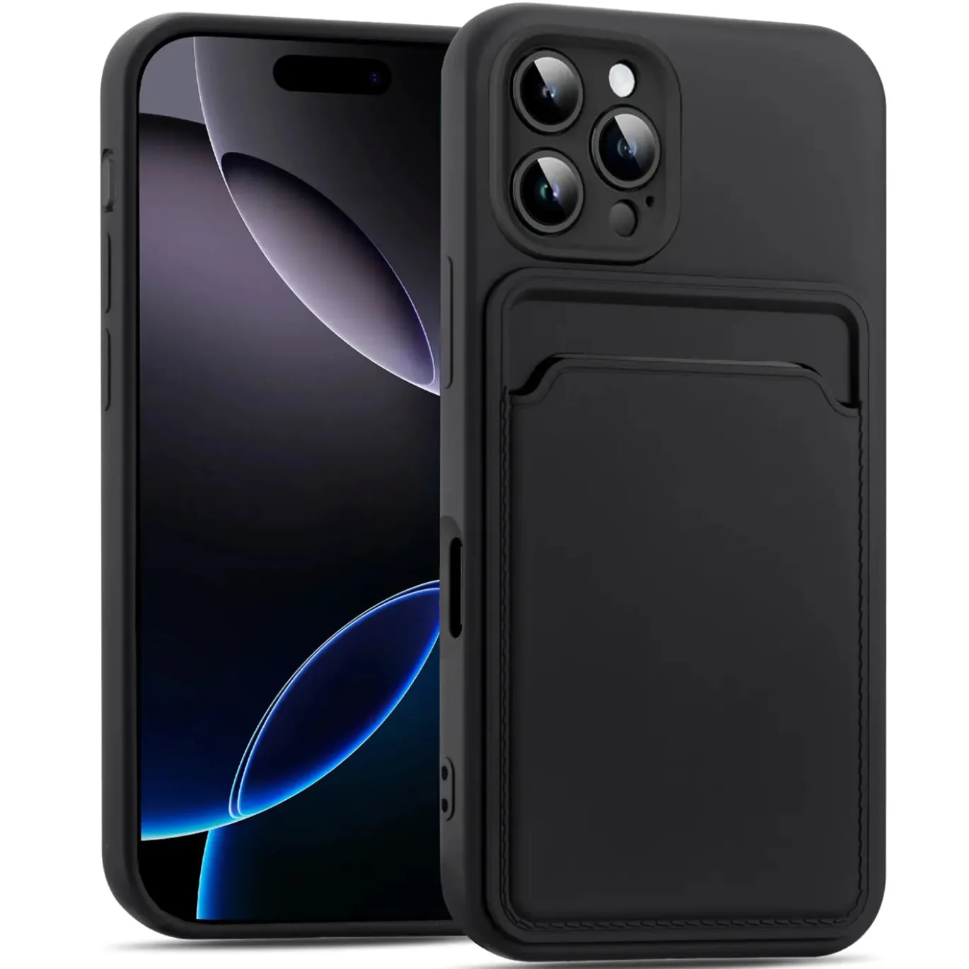 iPhone 16 Pro Max - Silikonhülle mit Kartenfach & Kameraschutz