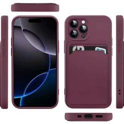 iPhone 16 Pro Max - Silikonhülle mit Kartenfach & Kameraschutz