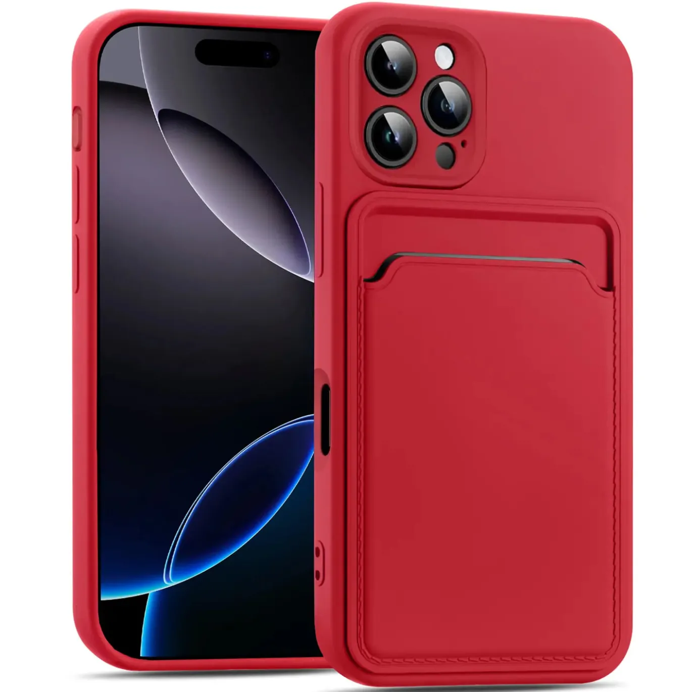 iPhone 16 Pro Max - Silikonhülle mit Kartenfach & Kameraschutz
