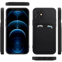 iPhone 12 Pro Max - Silikonhülle mit Kartenfach & Kameraschutz
