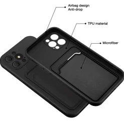 iPhone 14 Pro Max - Silikonhülle mit Kartenfach & Kameraschutz