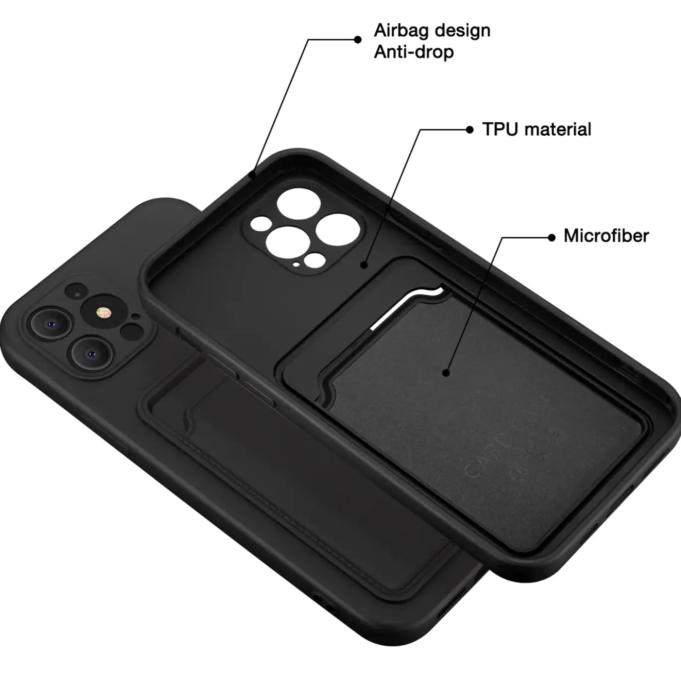 iPhone 14 Pro Max - Silikonhülle mit Kartenfach & Kameraschutz