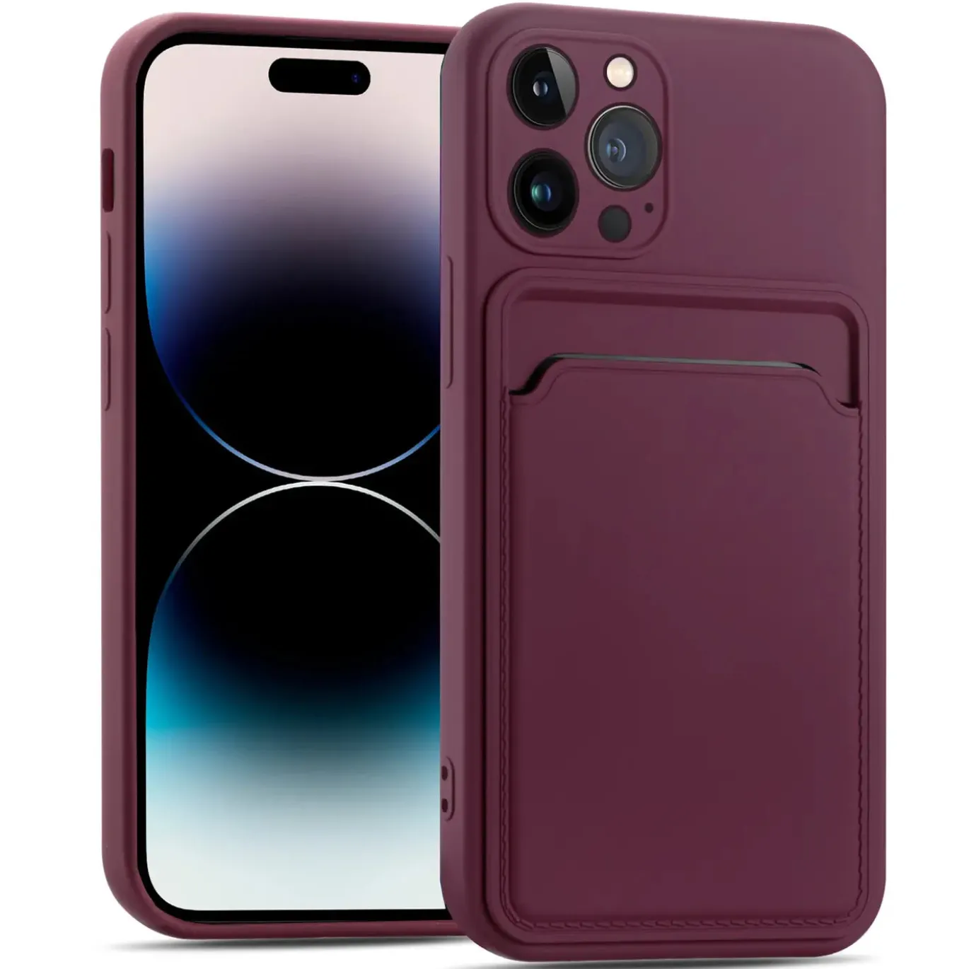 iPhone 14 Pro Max - Silikonhülle mit Kartenfach & Kameraschutz