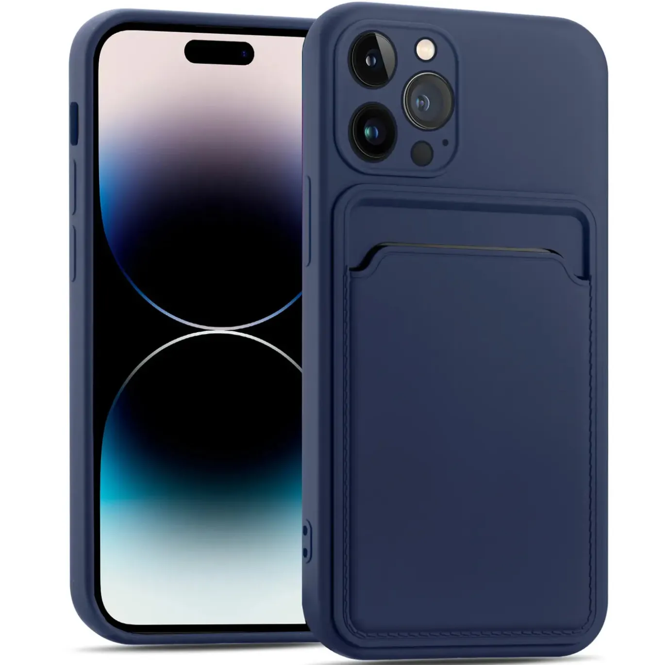 iPhone 14 Pro Max - Silikonhülle mit Kartenfach & Kameraschutz