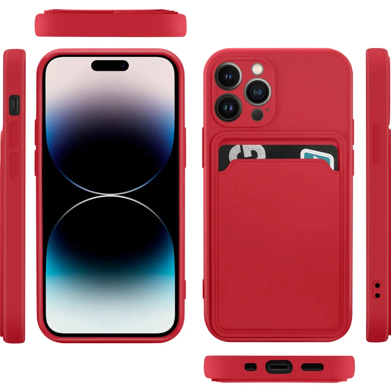 iPhone 14 Pro Max - Silikonhülle mit Kartenfach & Kameraschutz