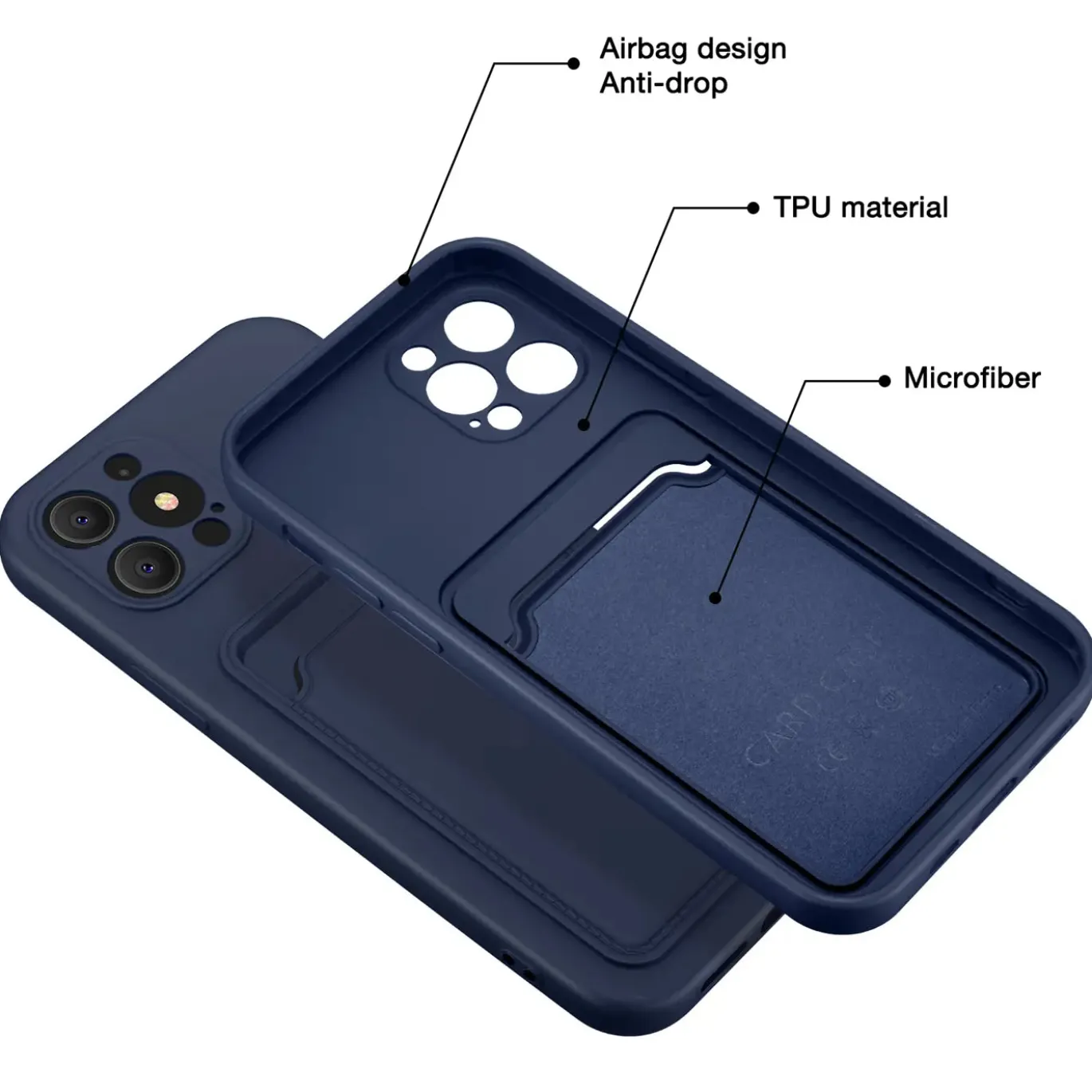 iPhone 14 Pro Max - Silikonhülle mit Kartenfach & Kameraschutz