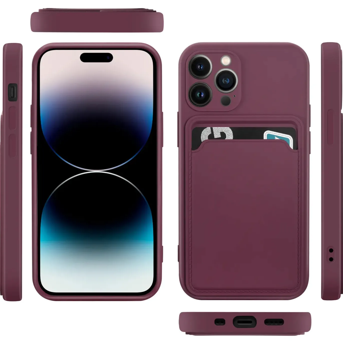 iPhone 14 Pro Max - Silikonhülle mit Kartenfach & Kameraschutz
