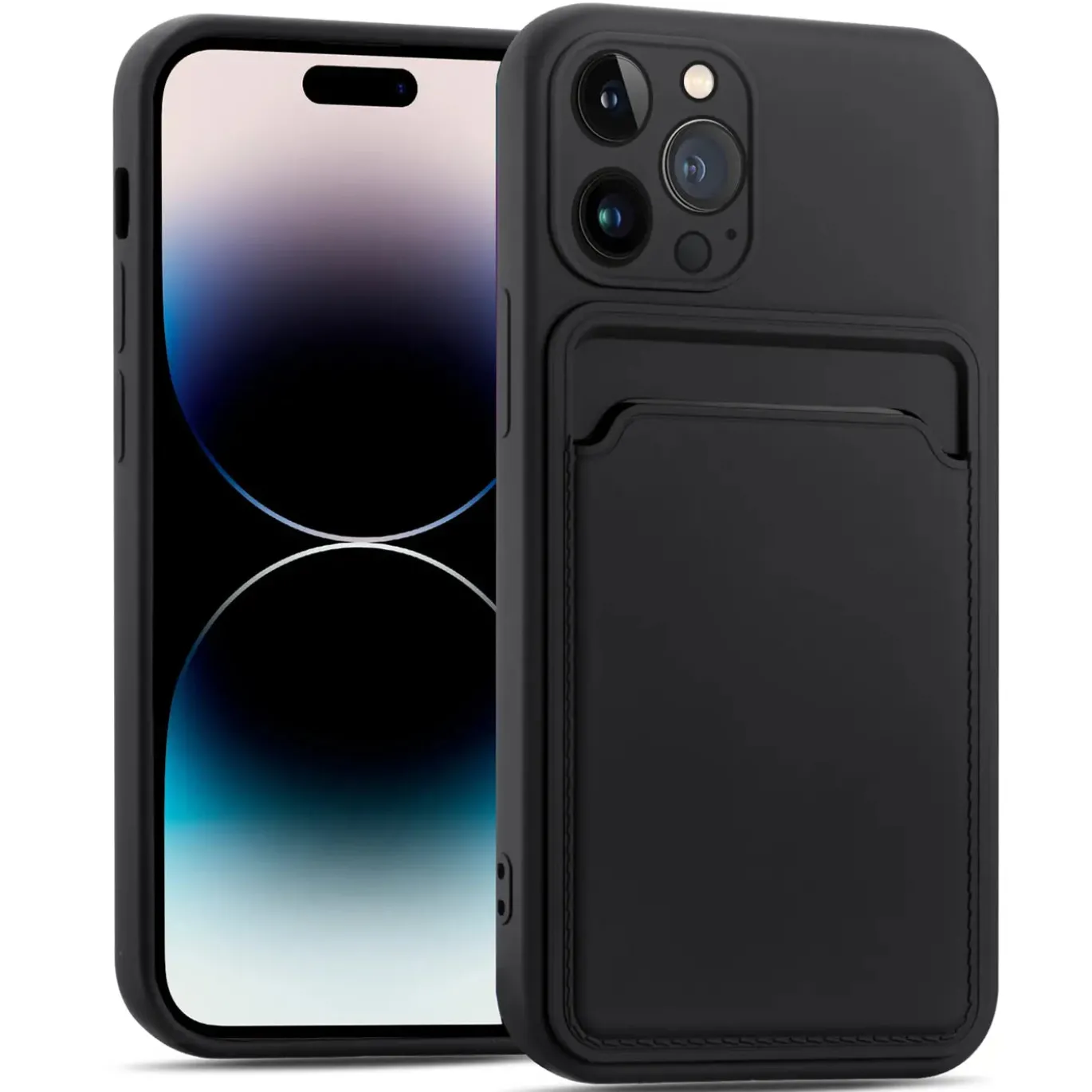 iPhone 14 Pro Max - Silikonhülle mit Kartenfach & Kameraschutz