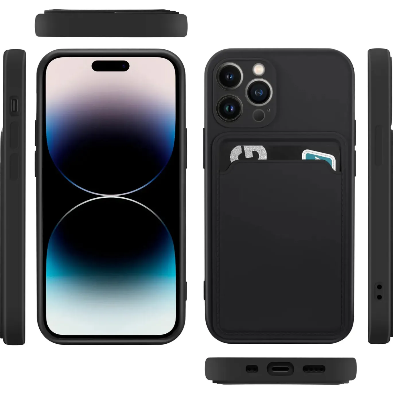iPhone 14 Pro Max - Silikonhülle mit Kartenfach & Kameraschutz