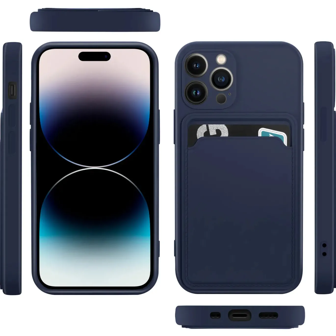 iPhone 14 Pro Max - Silikonhülle mit Kartenfach & Kameraschutz