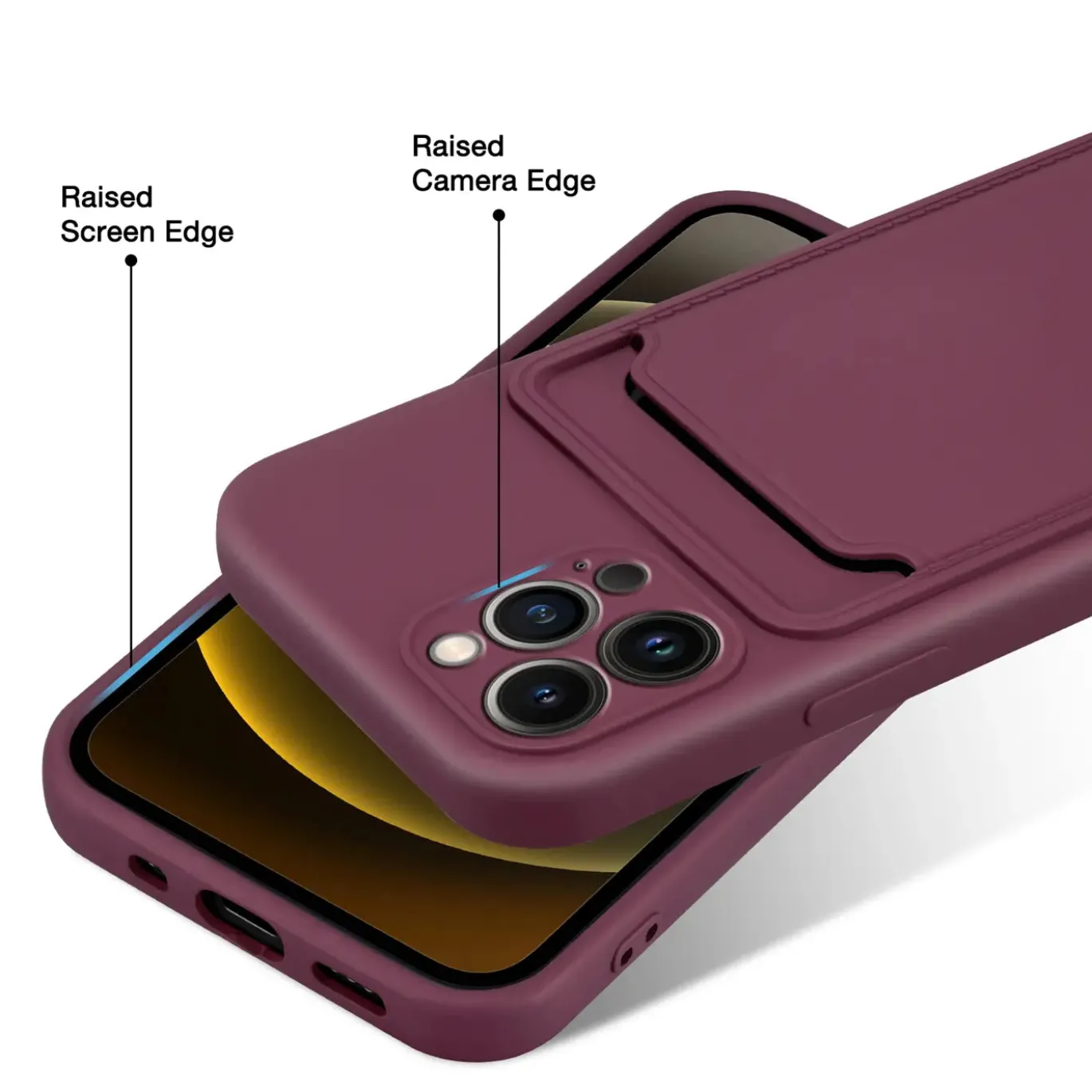 iPhone 14 Pro Max - Silikonhülle mit Kartenfach & Kameraschutz