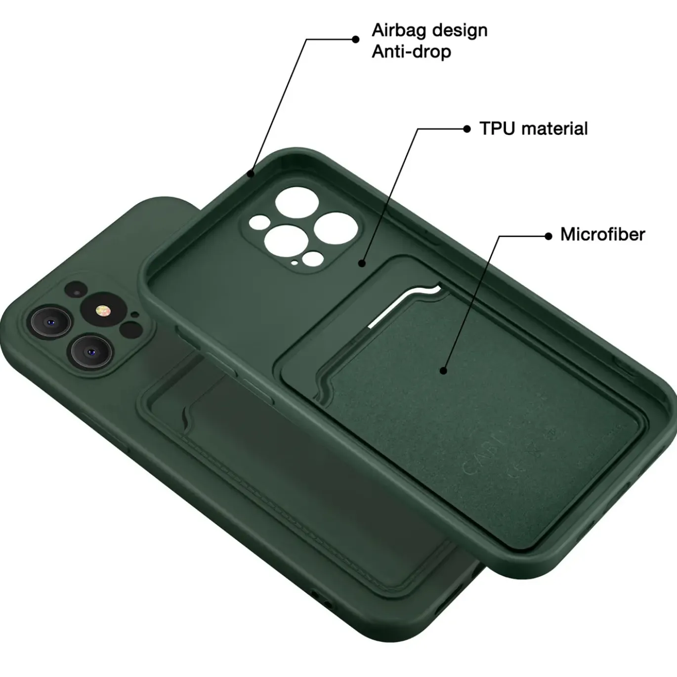 iPhone 14 Pro Max - Silikonhülle mit Kartenfach & Kameraschutz