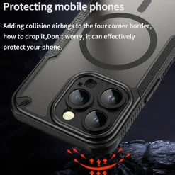 iPhone 14 Pro Max - Stoßfestes MagSafe Case in Schwarz mit halbtransparenter Rückseite