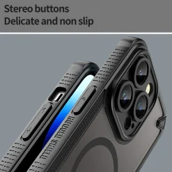 iPhone 14 Pro Max - Stoßfestes MagSafe Case in Schwarz mit halbtransparenter Rückseite