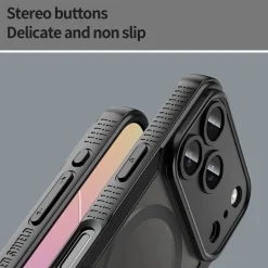 iPhone 17 Pro Max - Stoßfestes MagSafe Case in Schwarz mit halbtransparenter Rückseite