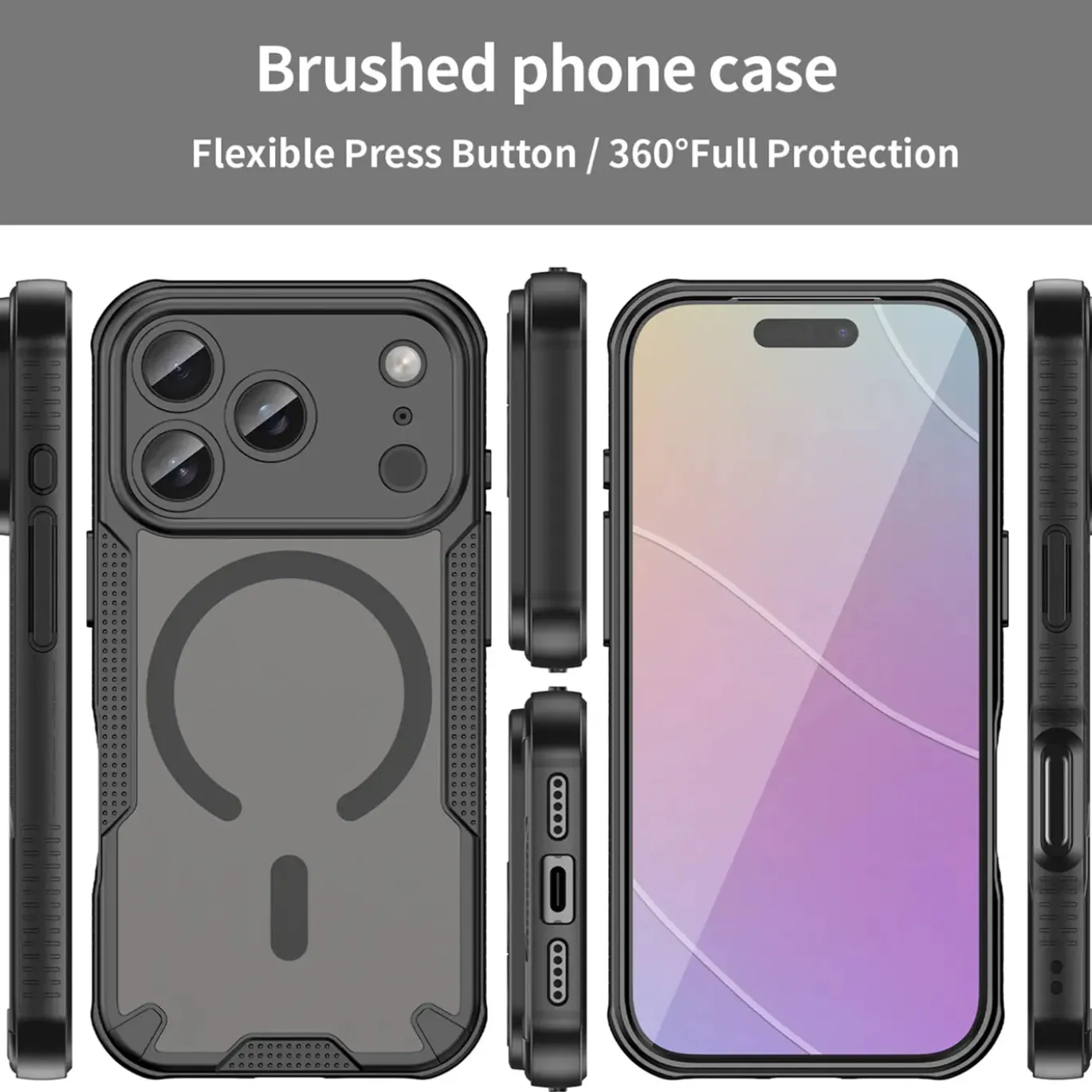 iPhone 17 Pro Max - Stoßfestes MagSafe Case in Schwarz mit halbtransparenter Rückseite