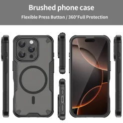 iPhone 16 Pro Max - Stoßfestes MagSafe Case in Schwarz mit halbtransparenter Rückseite