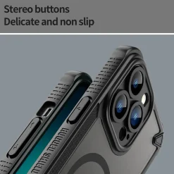 iPhone 13 Pro Max - Stoßfestes MagSafe Case in Schwarz mit halbtransparenter Rückseite