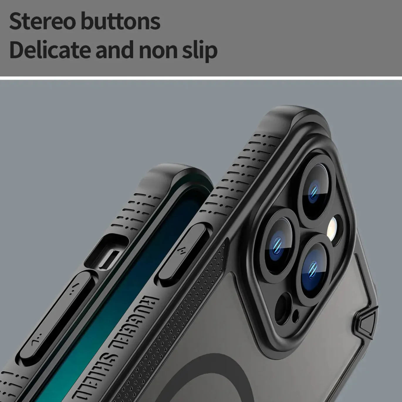 iPhone 13 Pro Max - Stoßfestes MagSafe Case in Schwarz mit halbtransparenter Rückseite