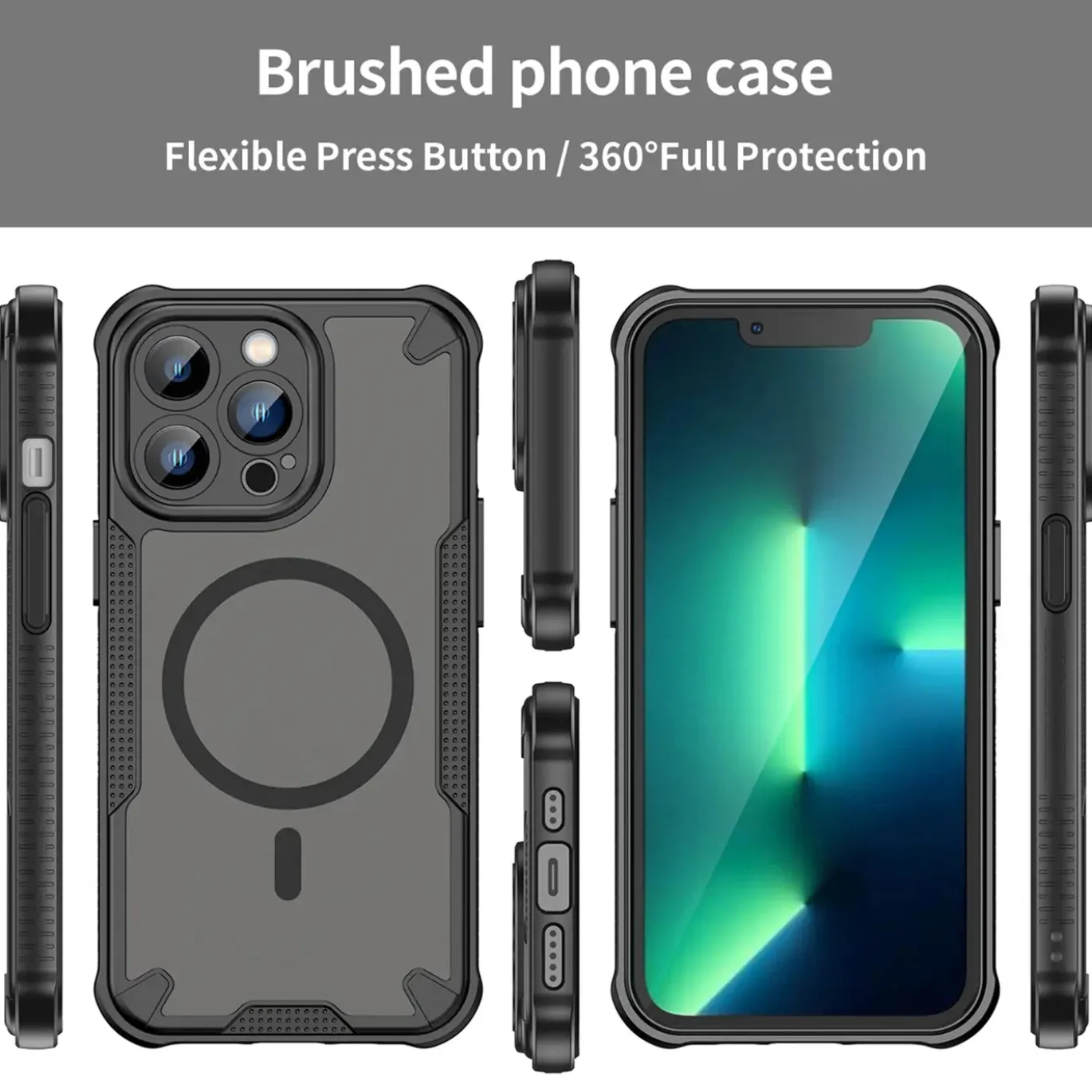 iPhone 13 Pro Max - Stoßfestes MagSafe Case in Schwarz mit halbtransparenter Rückseite