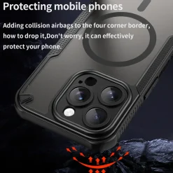 iPhone 15 Pro Max - Stoßfestes MagSafe Case in Schwarz mit halbtransparenter Rückseite