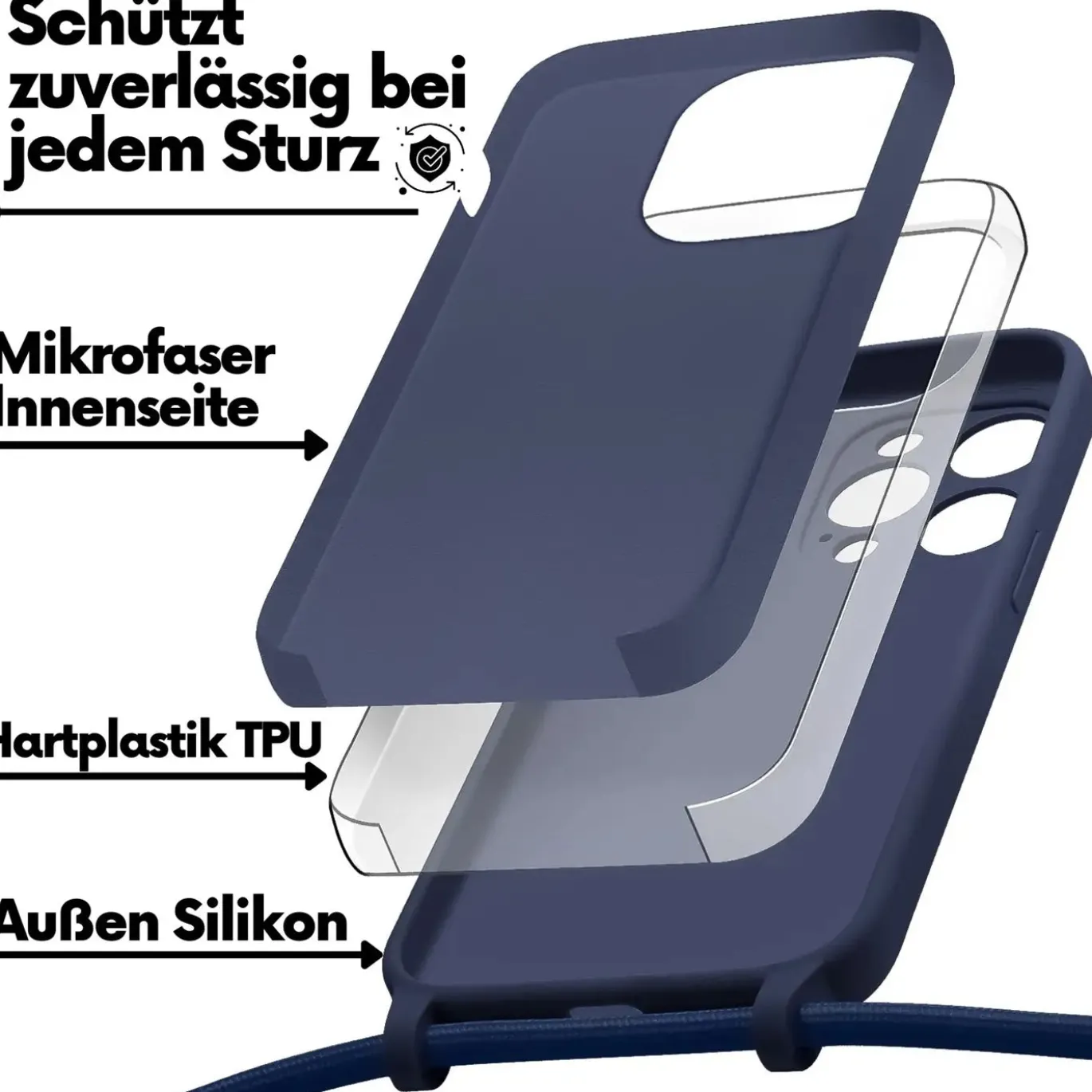 iPhone 12 Pro Max - Umhängehülle mit Kameraschutz