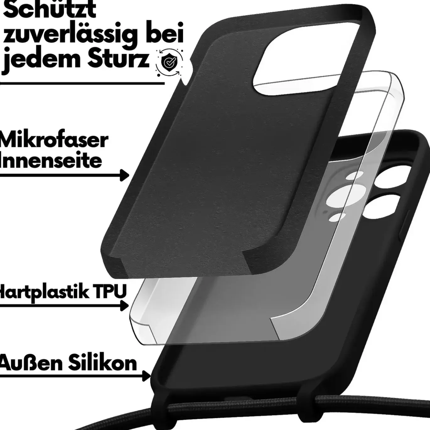 iPhone 14 Pro Max - Umhängehülle mit Kameraschutz