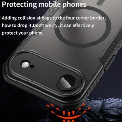 iPhone Air - Stoßfestes MagSafe Case in Schwarz mit halbtransparenter Rückseite