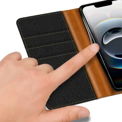iPhone 16e - Jeanslook Klapphülle mit Kartenfach