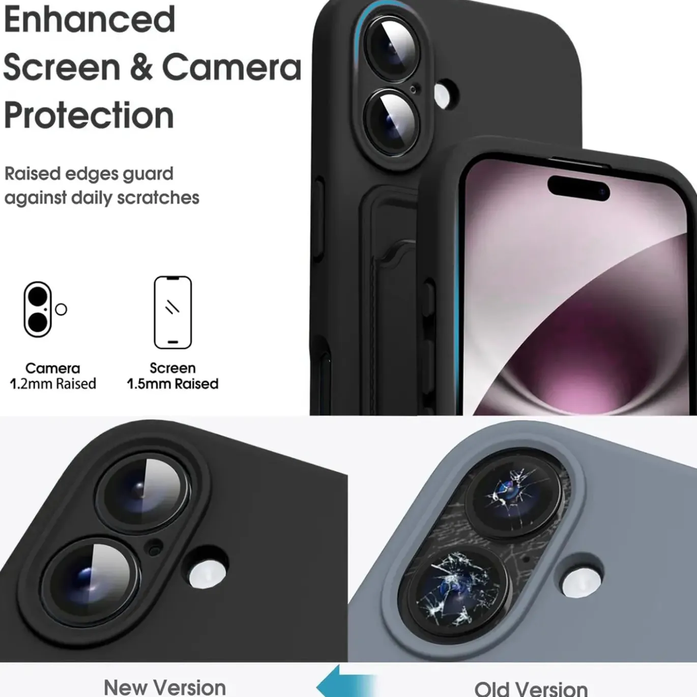 iPhone 16e - Silikonhülle mit Kartenfach & Kameraschutz