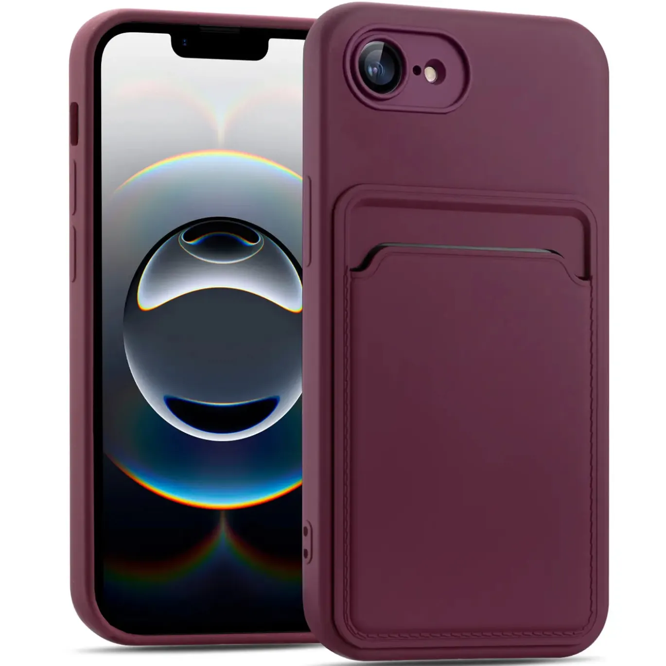 iPhone 16e - Silikonhülle mit Kartenfach & Kameraschutz