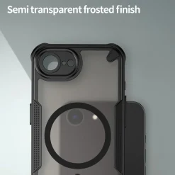 iPhone 16e - Stoßfestes MagSafe Case in Schwarz mit halbtransparenter Rückseite