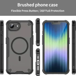 iPhone 16e - Stoßfestes MagSafe Case in Schwarz mit halbtransparenter Rückseite