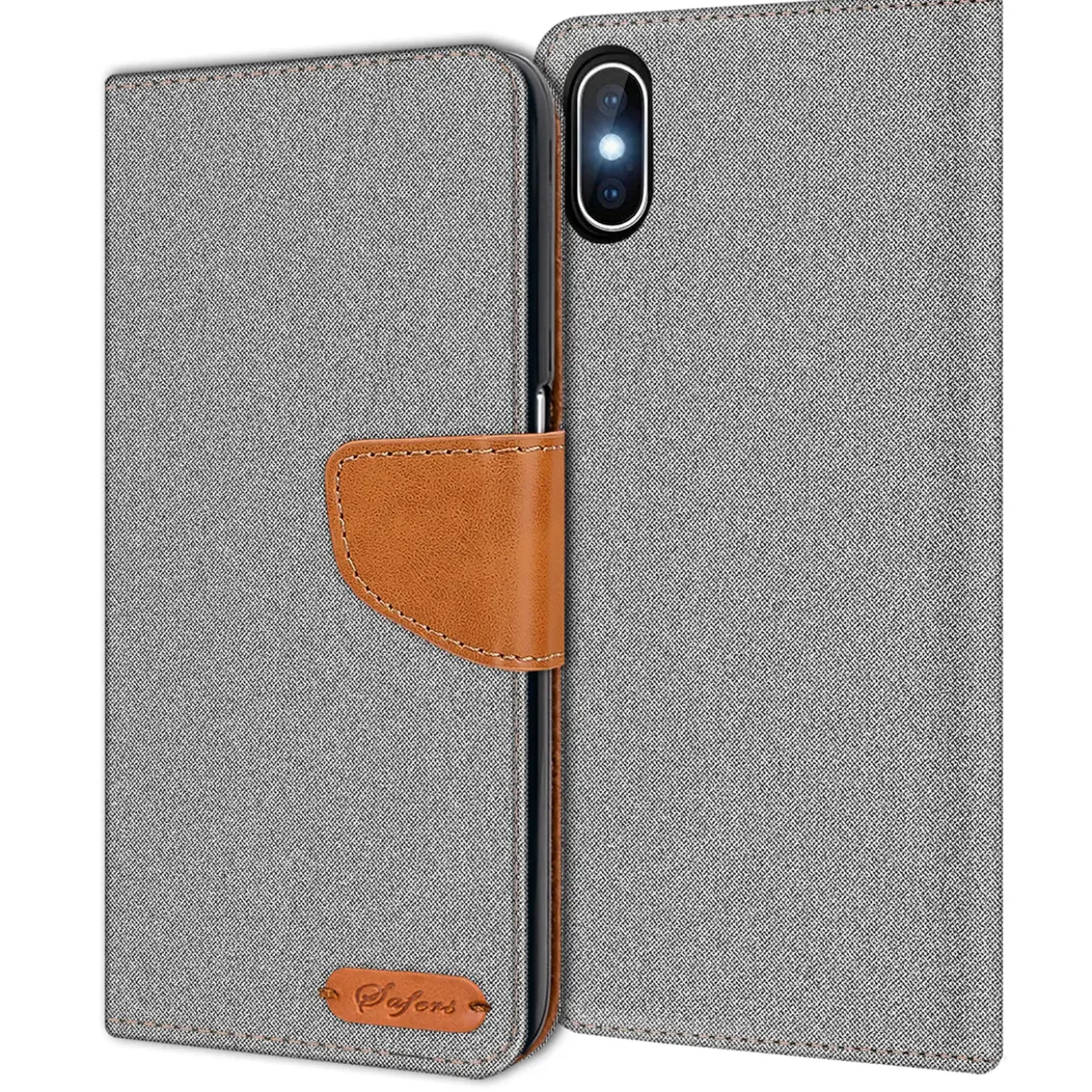 iPhone X / XS - Jeanslook Klapphülle mit Kartenfach