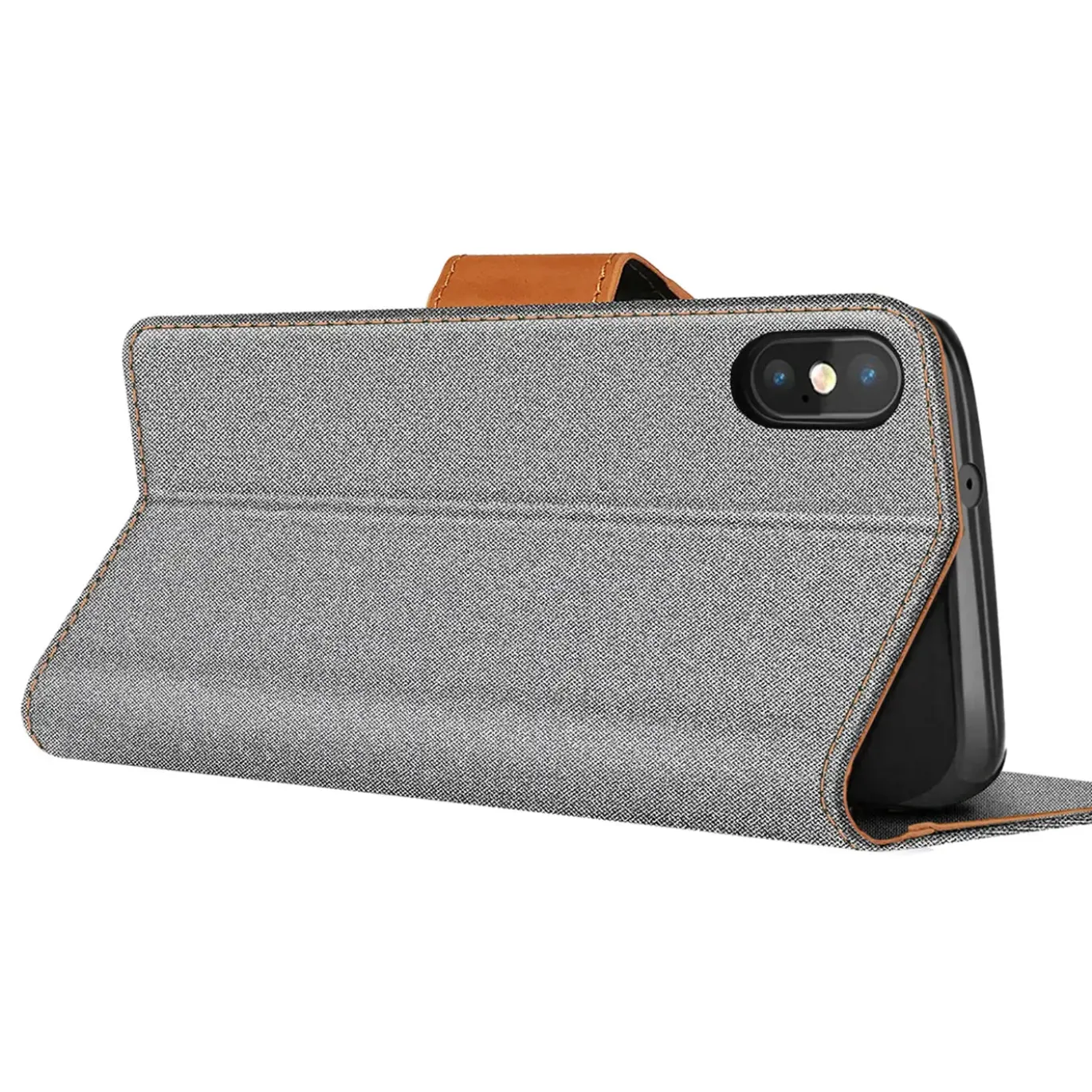 iPhone X / XS - Jeanslook Klapphülle mit Kartenfach